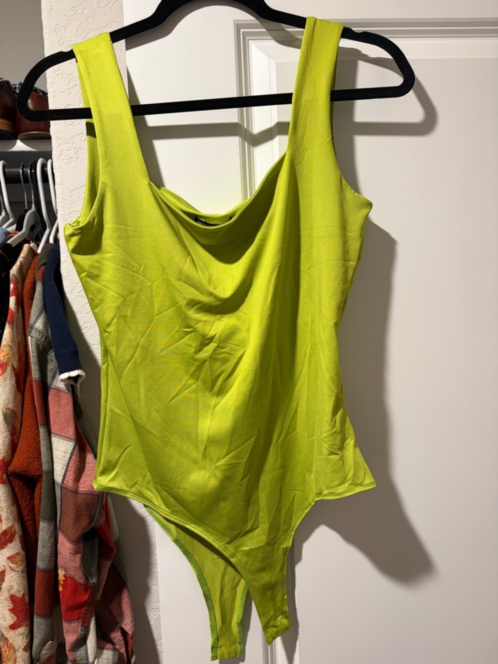 Neon Lime Cowl Neck Bodysuit